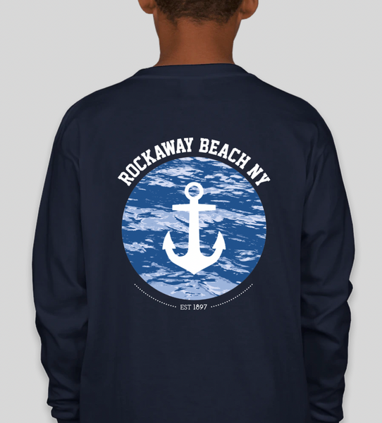 Kids Rockaway Beach EST 1897 Anchor Logo Long Sleeve